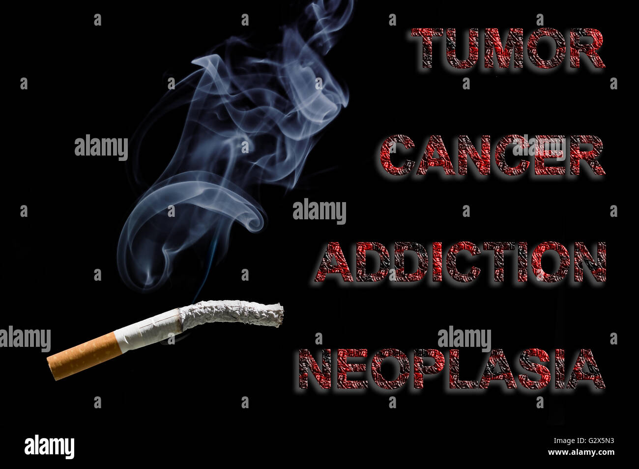 Cigarette brûlée et texte Le Cancer, Tumeur, toxicomanie et de ...