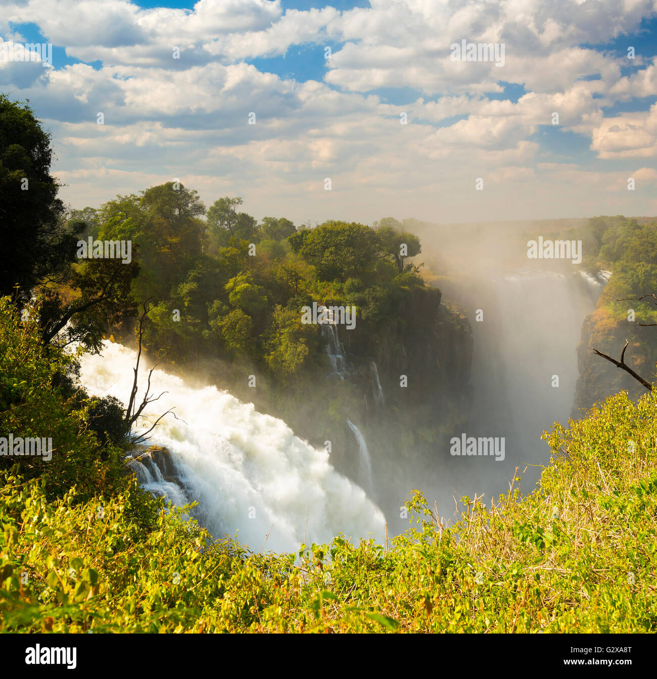 Victoria Falls Devil's Cataract d'Afrique, entre la Zambie et le Zimbabwe, l'une des sept merveilles du monde Banque D'Images