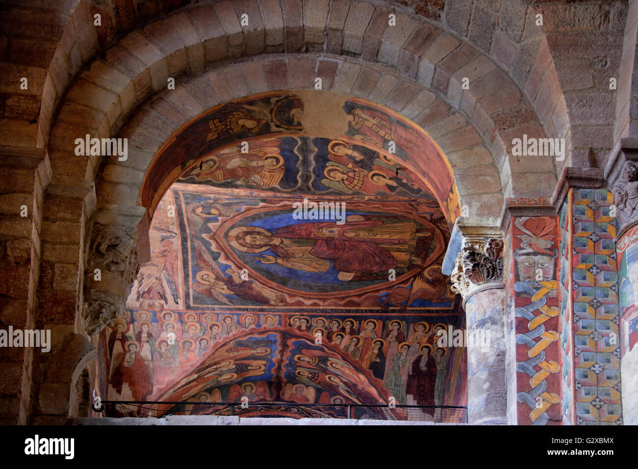 Le Christ Pantocrator fresco, la Basilique Saint Julien, Brioude, Auvergne, France Banque D'Images