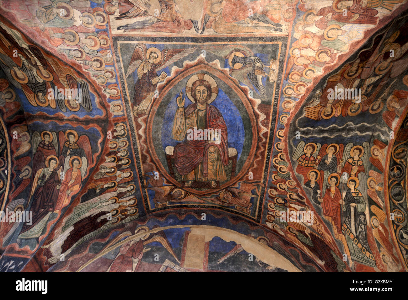 Le Christ Pantocrator fresco, la Basilique Saint Julien, Brioude, Auvergne, France Banque D'Images