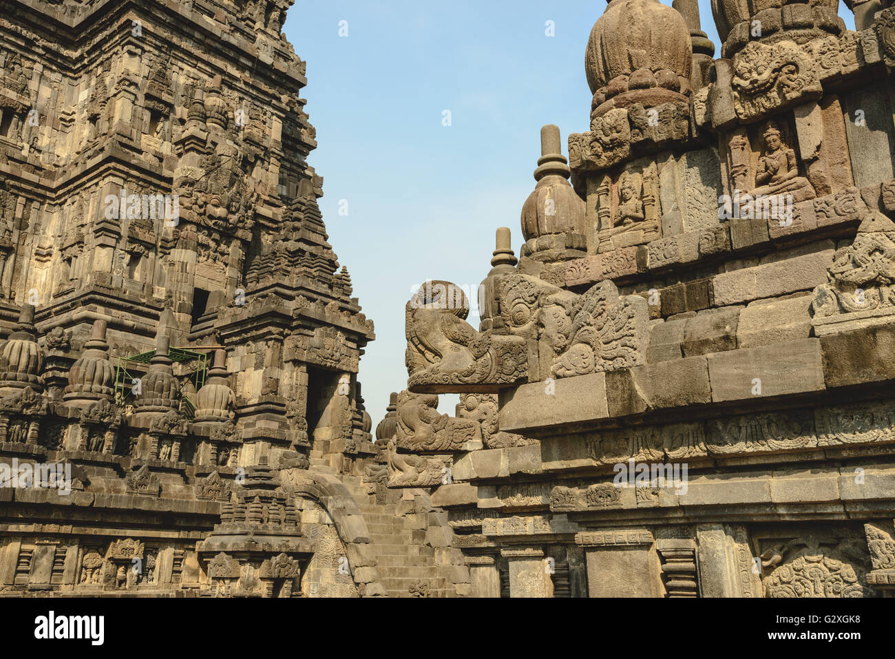 Temple de Prambanan complexe dans le centre de Java, près de Yogyakarta Banque D'Images