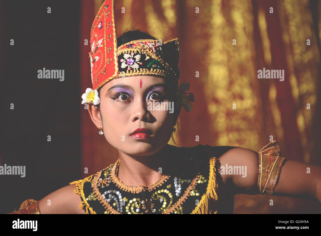 Un traditionnel Legong dance performance à Bali, Indonésie Banque D'Images