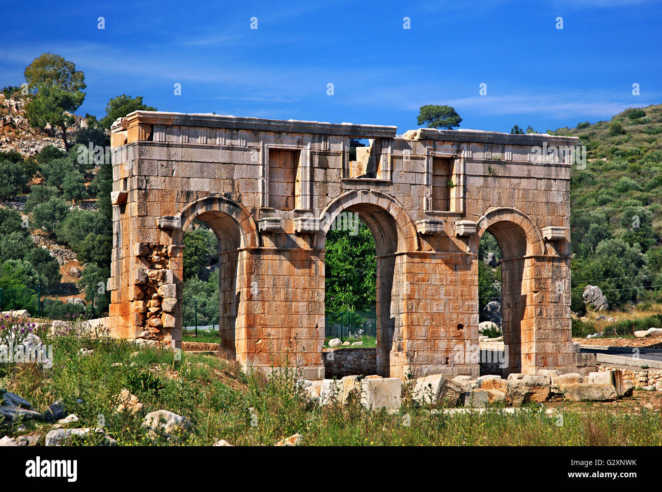 (Ancienne porte romaine) à Patara, Lycie, Antalya province, Turkey Banque D'Images