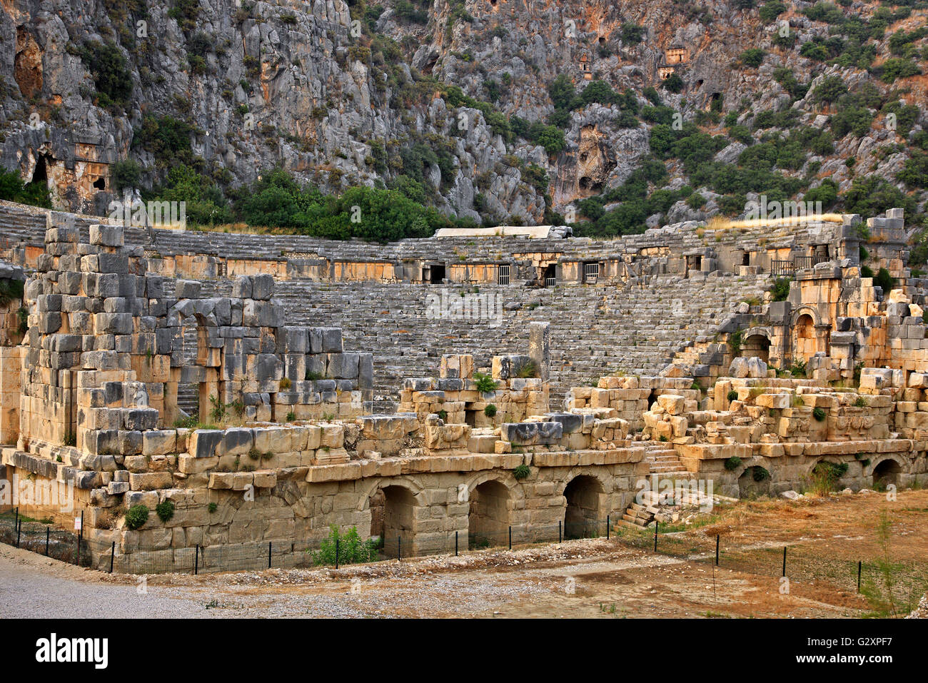 Le théâtre antique de Myra, Demre, Lycie, province d''Antalya, Turquie. Banque D'Images