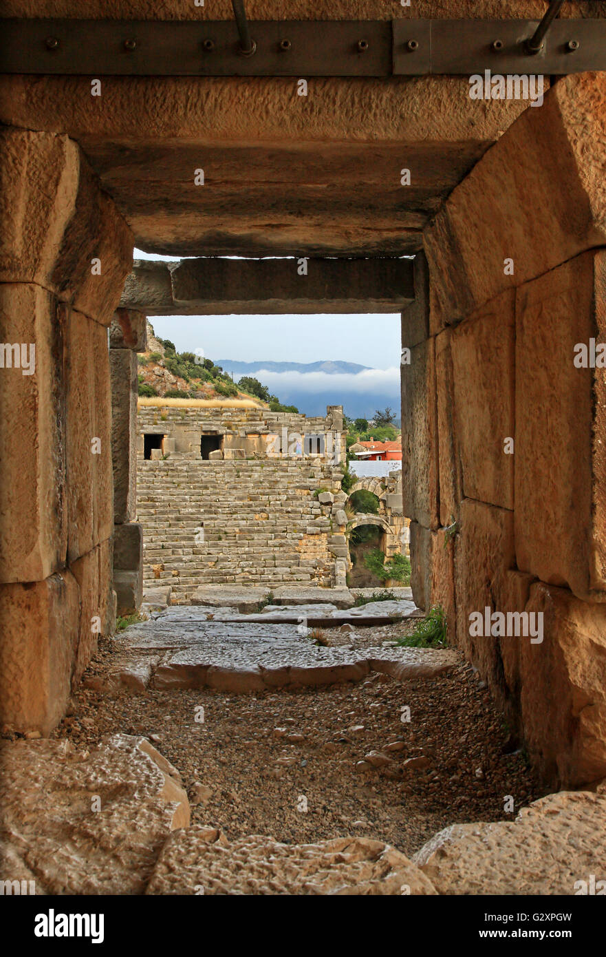 Le théâtre antique de Myra, Demre, Lycie, province d''Antalya, Turquie. Banque D'Images