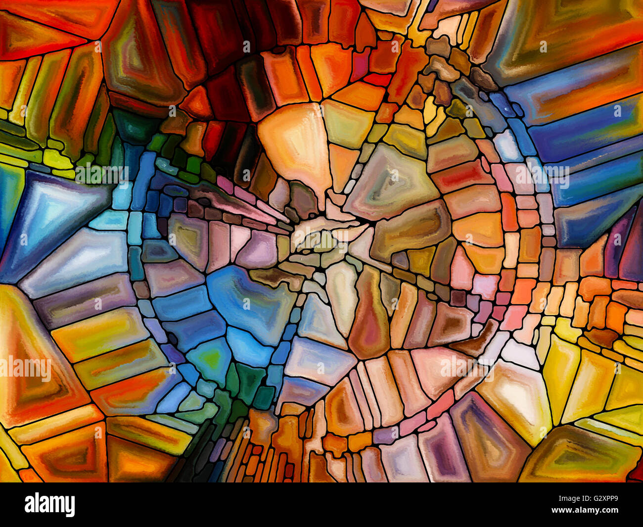 Série Modèle vitrail. L'abstraction artistique virtuel composé de fragments de vitraux sur le thème art, l'artisanat et des Banque D'Images