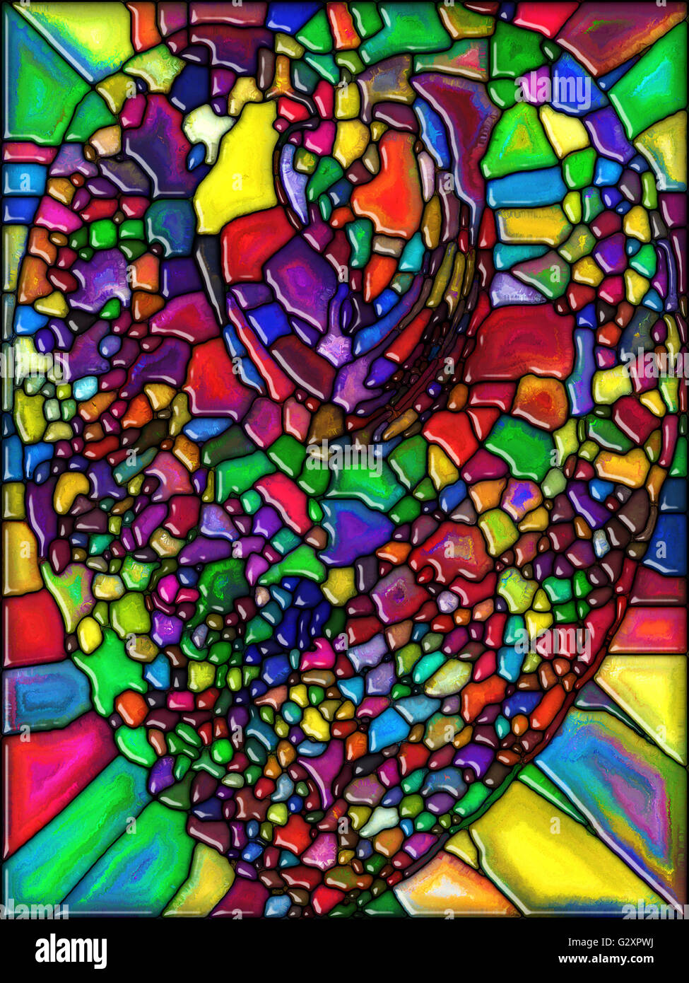 Motifs de couleur série. Composition du vitrail peint Motif sur l'objet de l'imagination, la créativité et l'art Banque D'Images