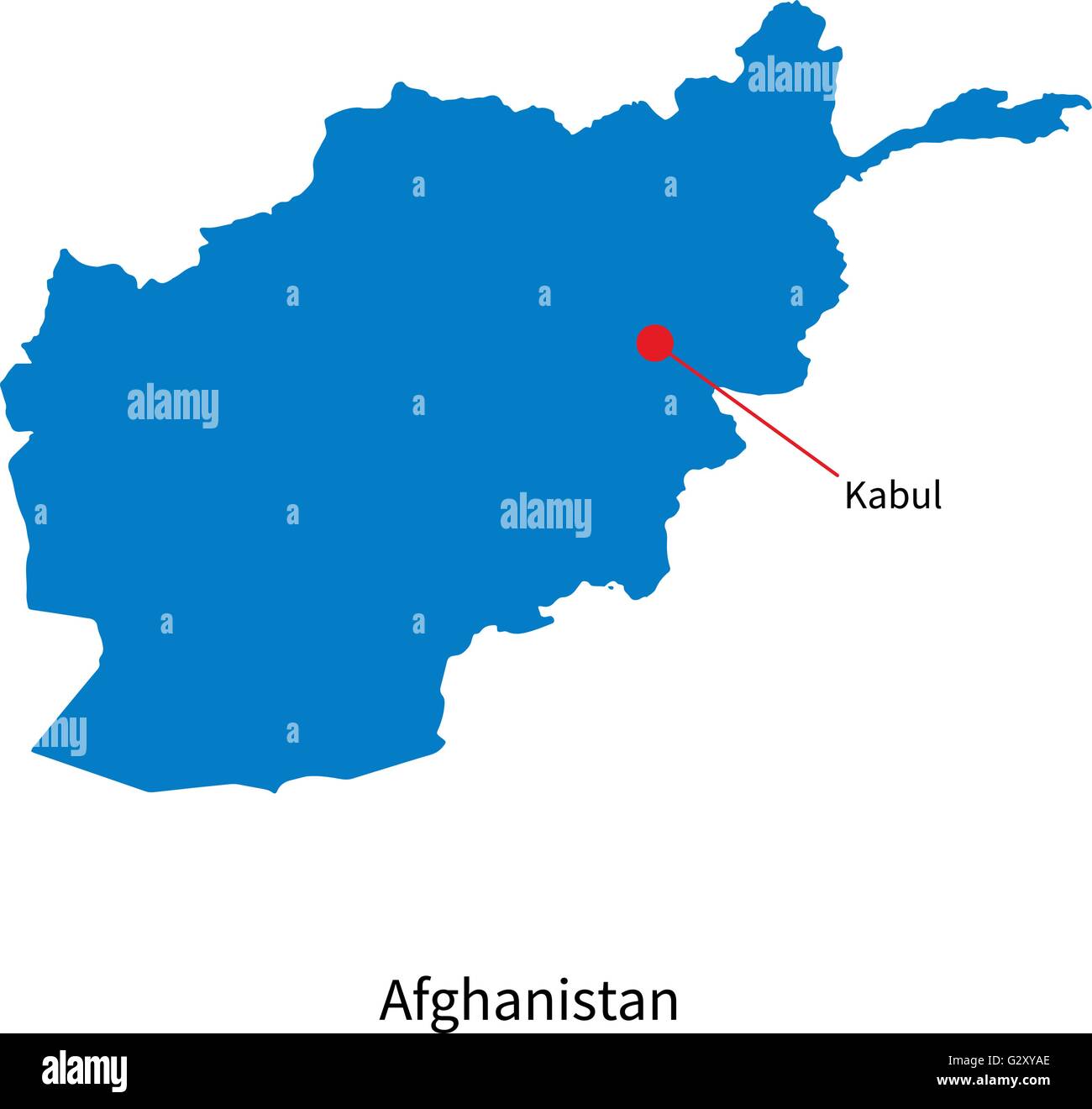 Carte Vectorielle Detaillee De L Afghanistan Et Capitale Kaboul Image Vectorielle Stock Alamy