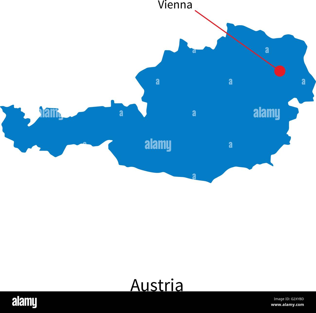 Carte vectorielle détaillée d'Autriche et capitale vienne Illustration de Vecteur