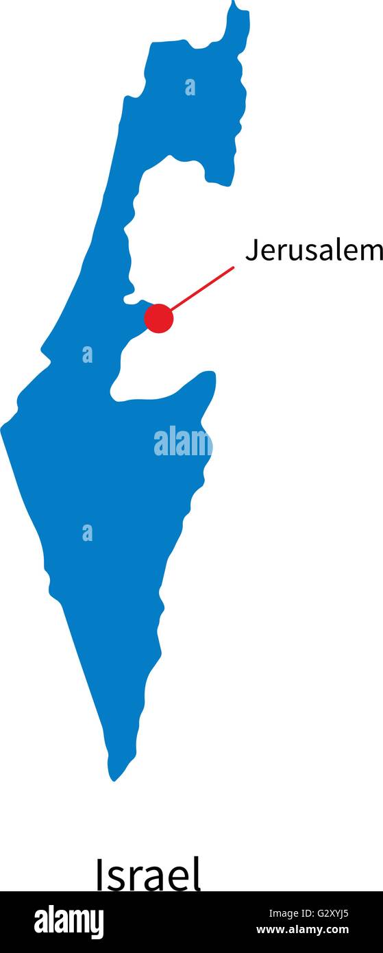 Carte vectorielle détaillée d'Israël et capitale Jérusalem Illustration de Vecteur