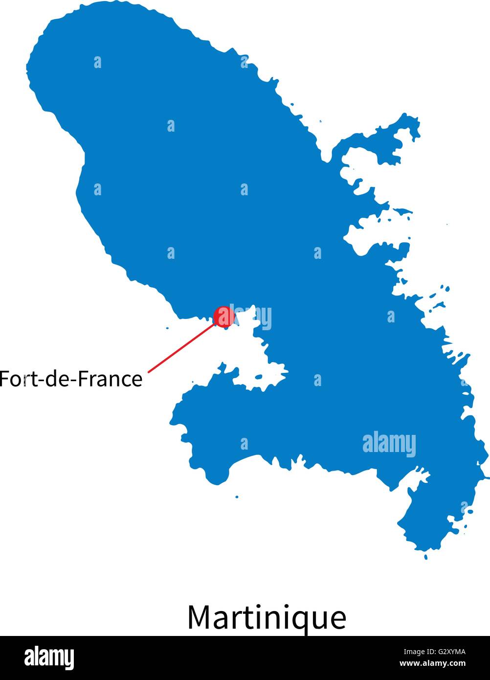 Carte vectorielle de la Martinique et de la capitale Fort-de-France Illustration de Vecteur