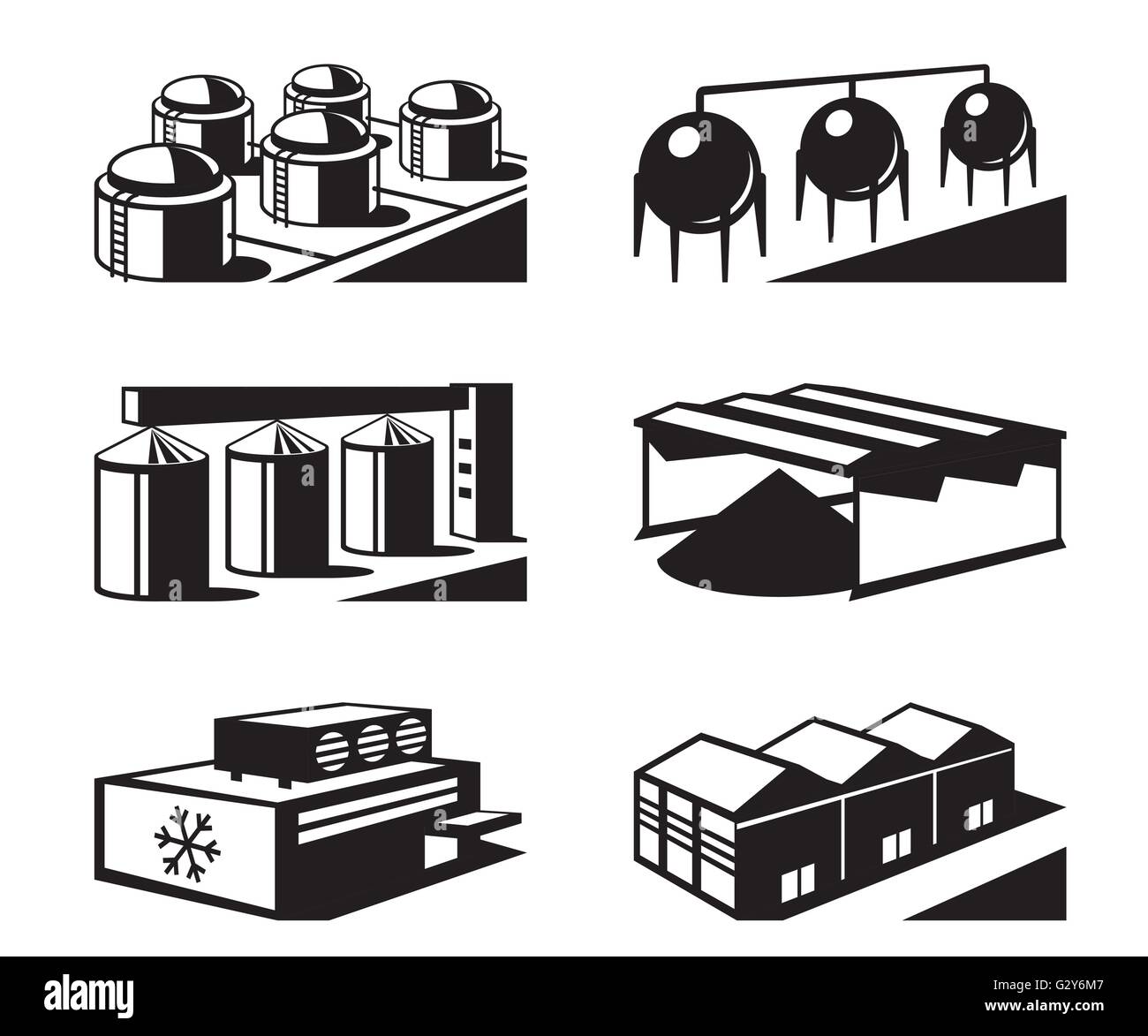 Les entrepôts commerciaux et industriels - vector illustration Illustration de Vecteur