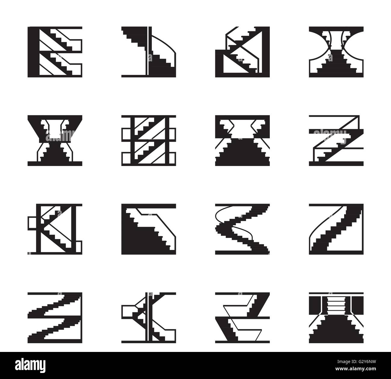 Différents types d'escaliers - vector illustration Illustration de Vecteur