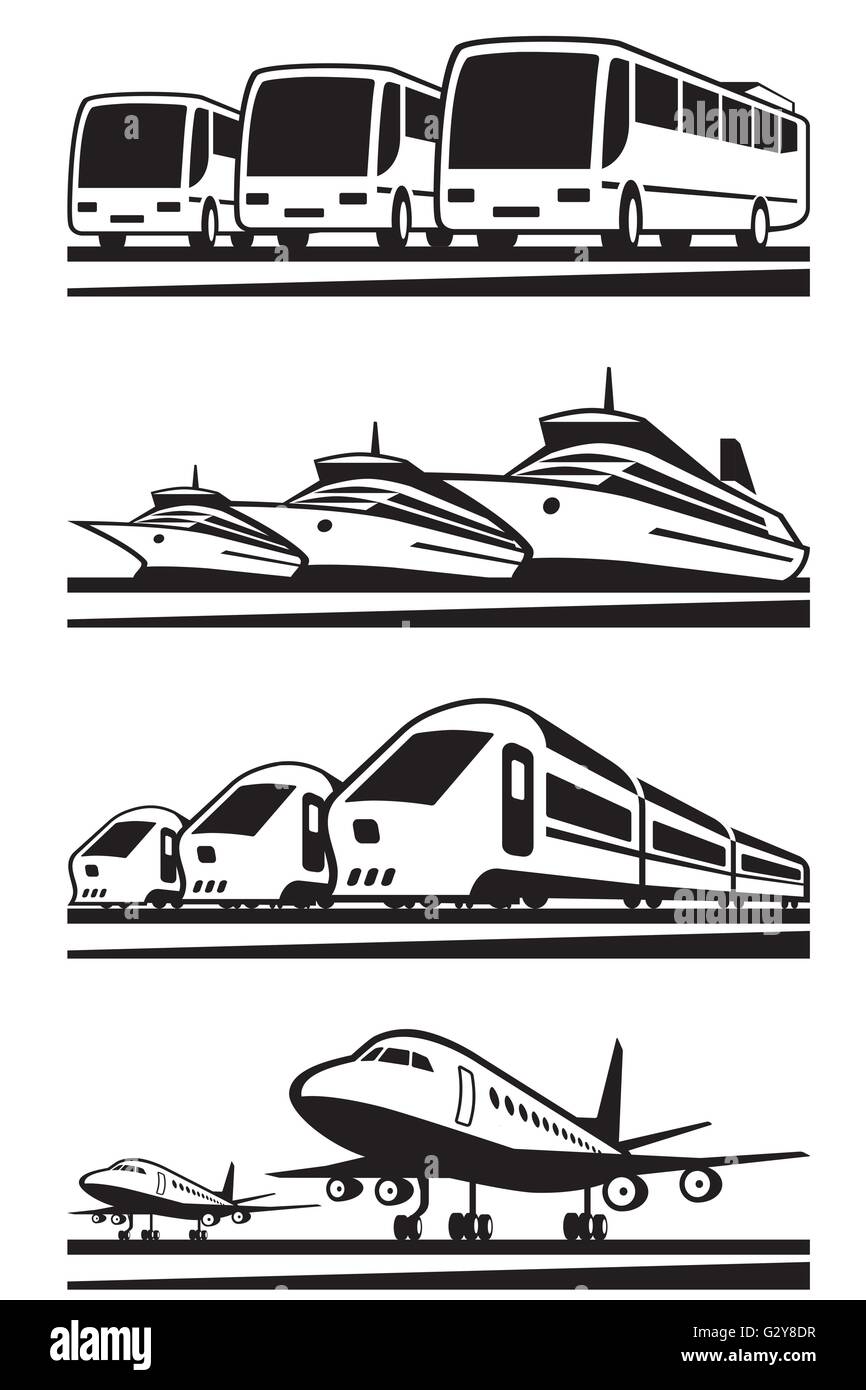 Les véhicules de transport de passagers - vector illustration Illustration de Vecteur