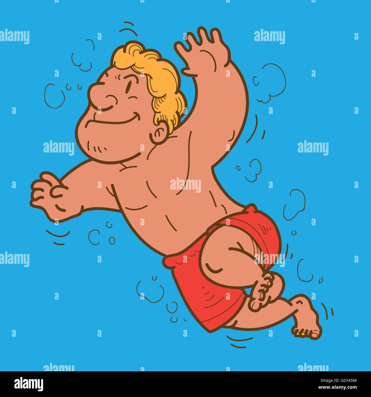 Cartoon Homme Natation Illustration de Vecteur