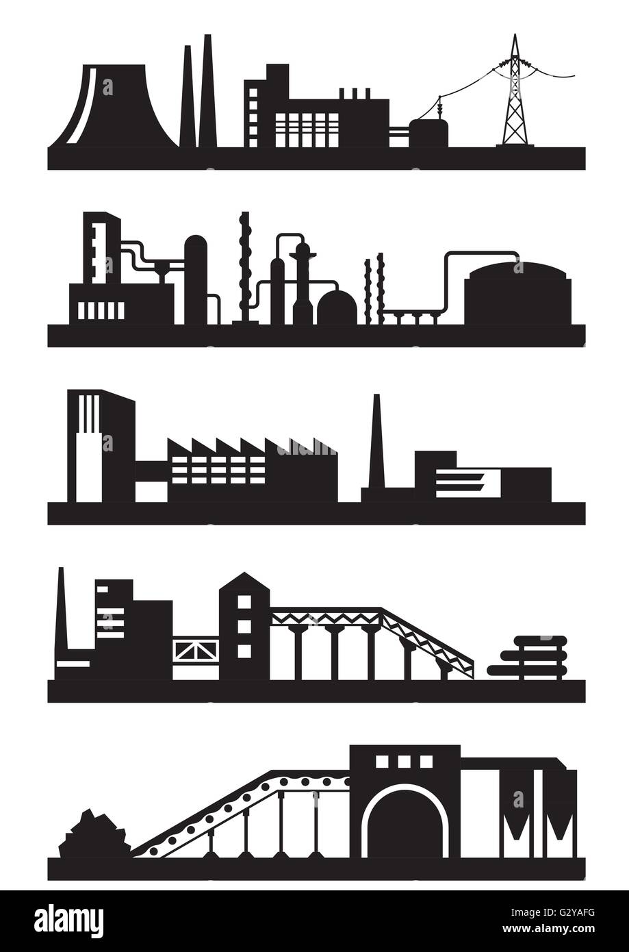 Diverses installations industrielles - vector illustration Illustration de Vecteur