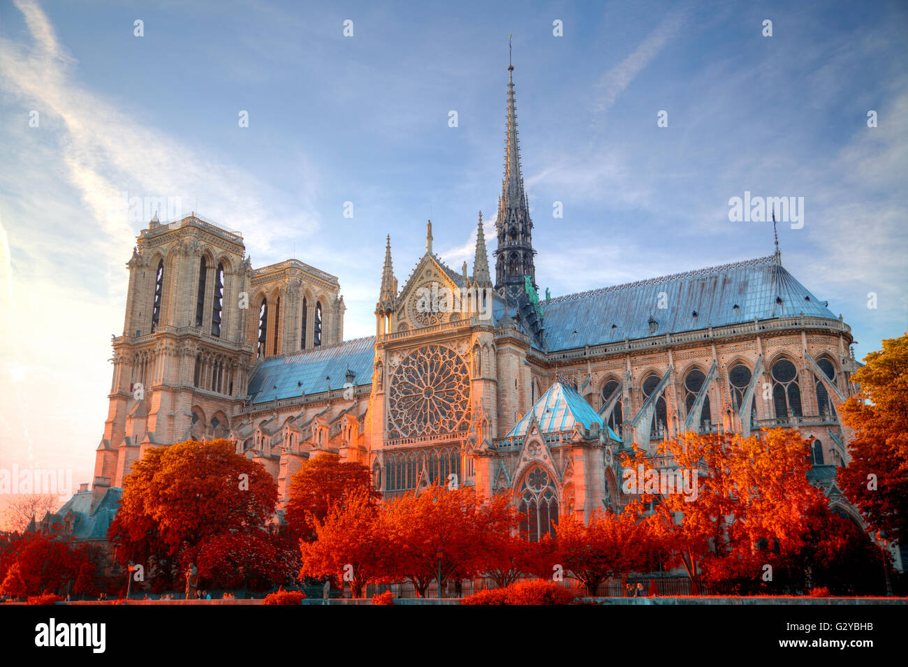 Superbe Coucher De Soleil Sur La Cathédrale Notre Dame Avec