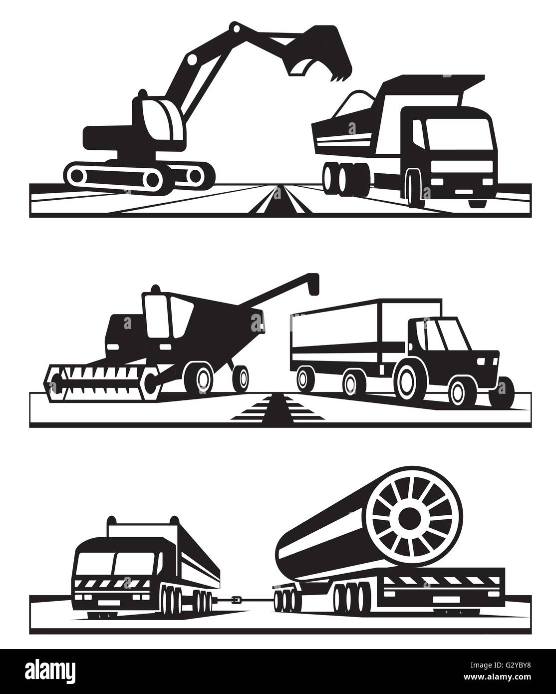 Construction et transport agricole - vector illustration Illustration de Vecteur