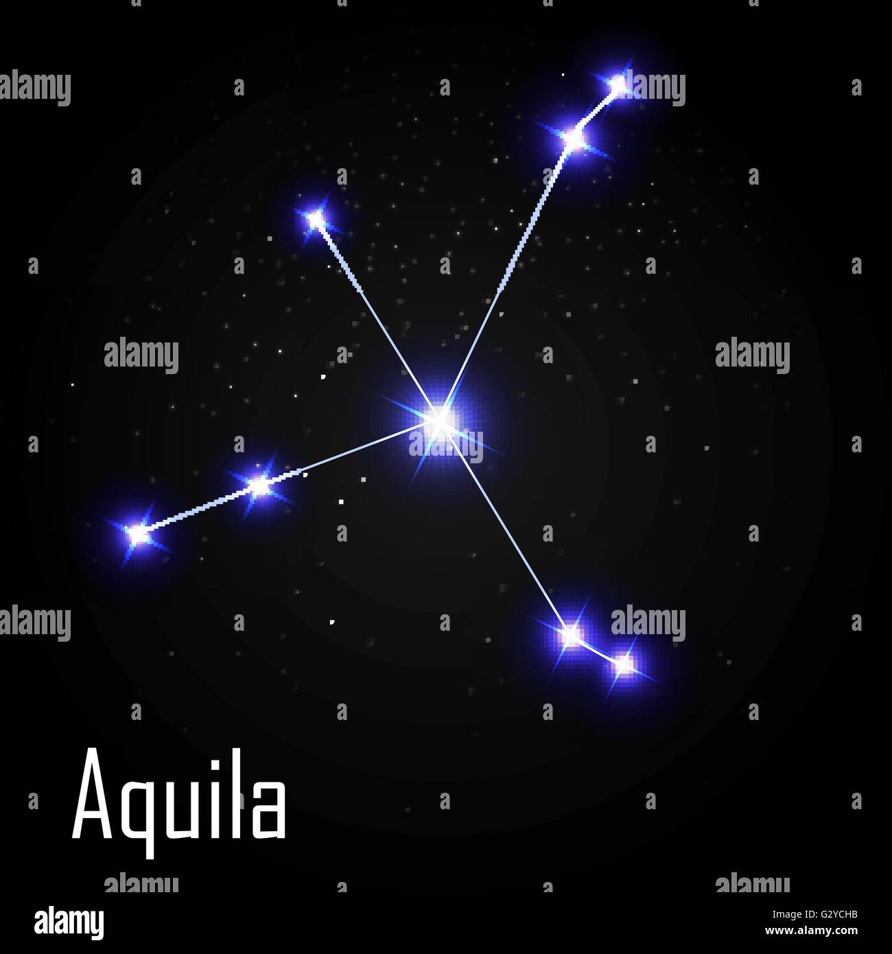 Constellation Aquila avec de belles étoiles brillantes sur le Backgrou Illustration de Vecteur