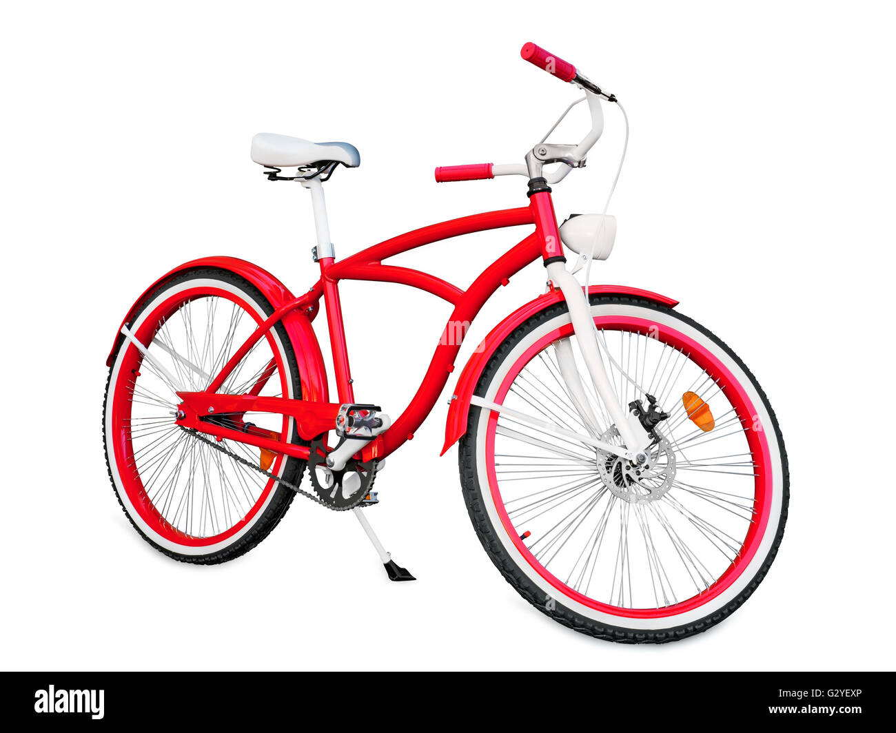 Vélo rouge isolé sur blanc avec clipping path Banque D'Images