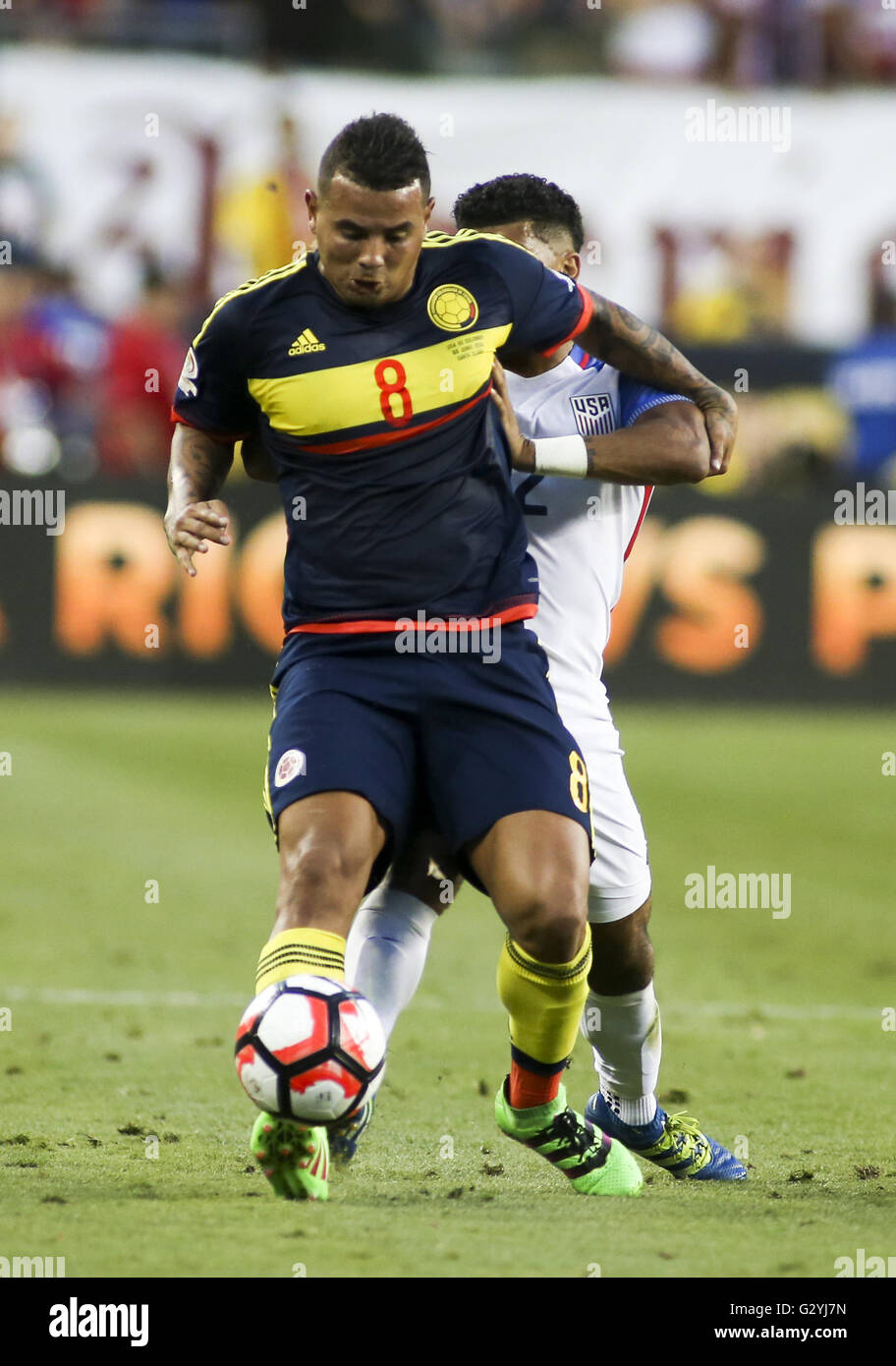 Los Angeles, Californie, USA. 3 juin, 2016. Le milieu de terrain colombien Edwin Cardona dans la Copa America 2016 match entre les États-Unis et la Colombie à Levi's Stadium le 3 juin 2016 à Santa Clara, en Californie. © Ringo Chiu/ZUMA/Alamy Fil Live News Banque D'Images