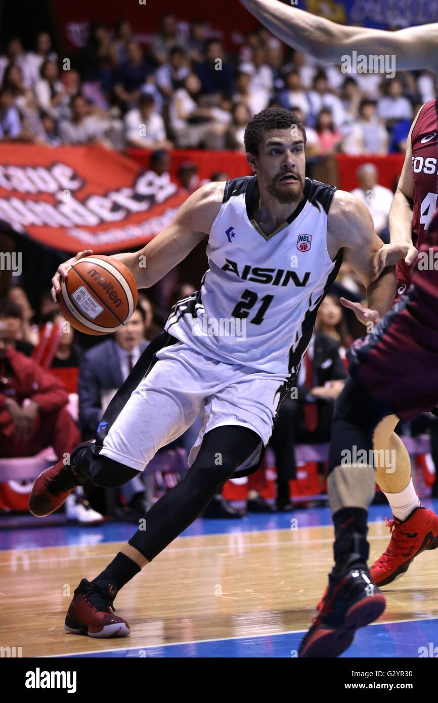 Nd Gymnase de Yoyogi, Tokyo, Japon. 4 juin, 2016. Gavin Edwards (Aisin), 4 juin 2016 - Basket-ball : Ligue Nationale de Basket-ball 'LBN' JEU 4 finale des séries éliminatoires 2015-2016 Correspondance entre les hippocampes AISIN 60 Mikawa Toshiba Brave tonnerres à la 2e salle d'Yoyogi, Tokyo, Japon. © AFLO SPORT/Alamy Live News Banque D'Images