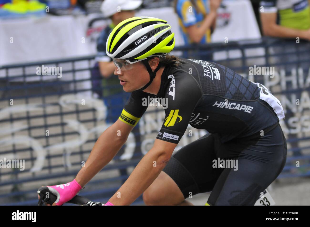 Philadelphie, Pennsylvanie, USA. 5 juin, 2016. Pro-cycliste ROBIN CARPENTER (USA) de l'équipe de Hincapie, un favori local dans l'0.3Kb miles/178.2Km 1.1 UCI America Tour hommes au cours de la Philadelphia Cycling Classic le dimanche 5 juin 2016 à Philadelphie, Pennsylvanie © Bastiaan Slabbers/ZUMA/Alamy Fil Live News Banque D'Images