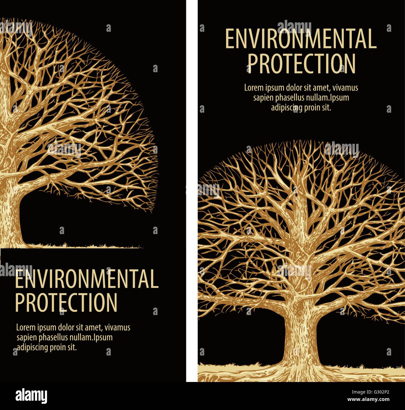 Arbre, avec des branches de chêne tordu. La protection de l'environnement. La nature. Flora Illustration de Vecteur