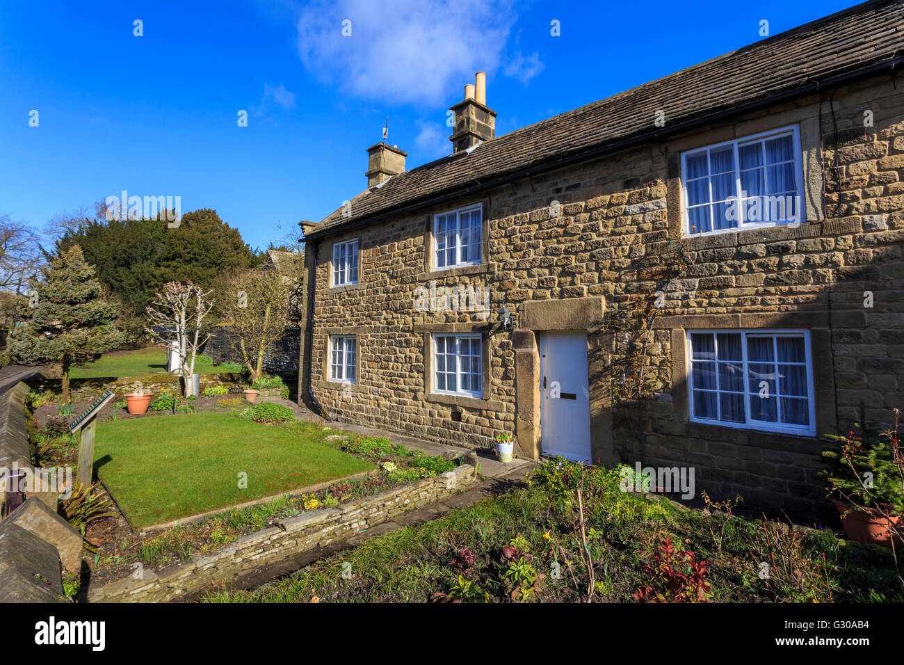 Rose Cottage, la peste, la peste Chalets Village, Eyam, parc national de Peak District, Derbyshire, Angleterre, Royaume-Uni, Europe Banque D'Images