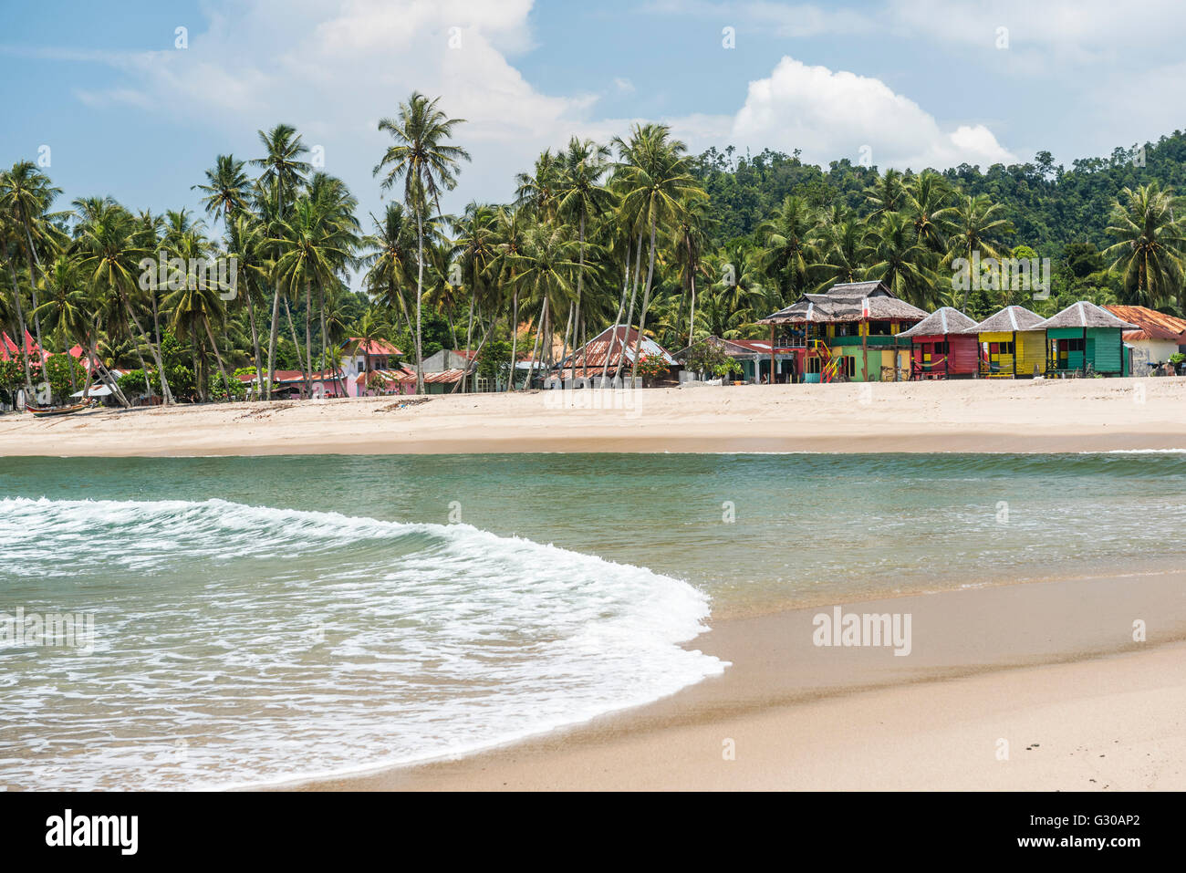 Sungai Pinang Beach et Rasta Beach Bungalows, près de Padang à l'Ouest de Sumatra, Indonésie, Asie du Sud, Asie Banque D'Images