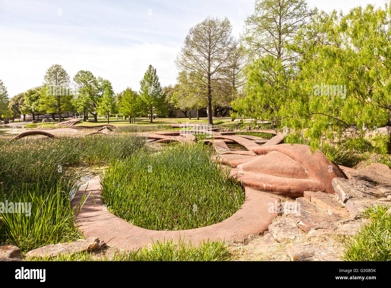 Le Leonhardt Lagoon au Salon Park, Dallas, Texas Banque D'Images