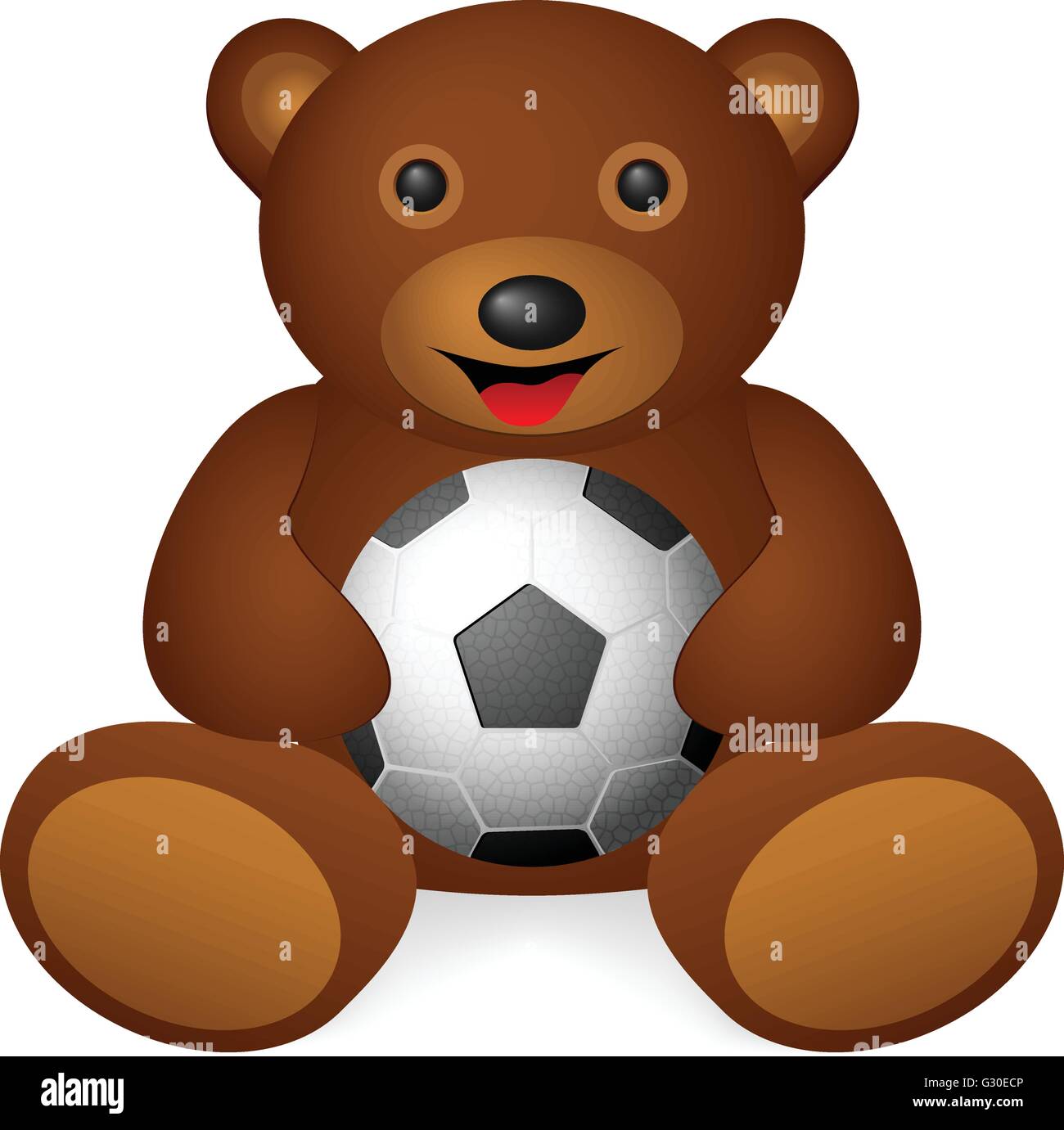 Ours en peluche ballon de soccer sur un fond blanc. Vector illustration. Illustration de Vecteur