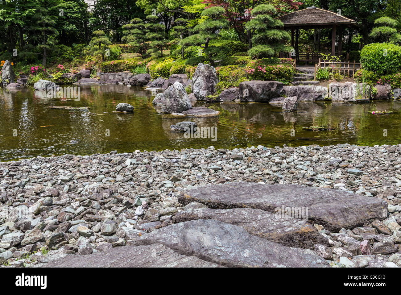 Hanahata est une communauté jardin jardin japonais d'Adachi-ku Tokyo. Bien que sa formation est relativement moderne Banque D'Images