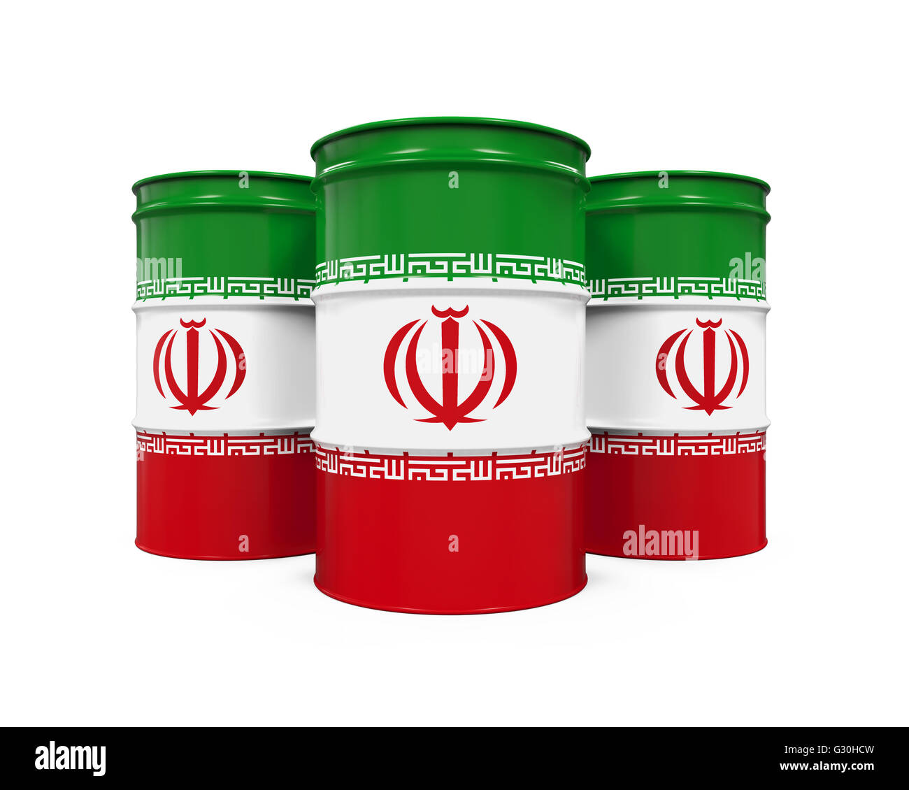 Le baril de pétrole du pavillon de l'Iran Banque D'Images