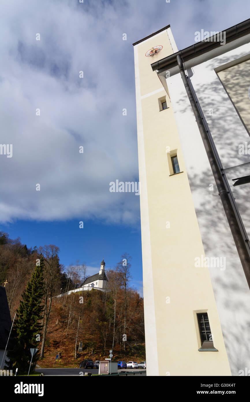 Eglise Saint Ludwig und chapelle St Georg (sur la montagne), Allemagne, Bavière, Bayern, Oberbayern, Haute-Bavière, Oberau Banque D'Images