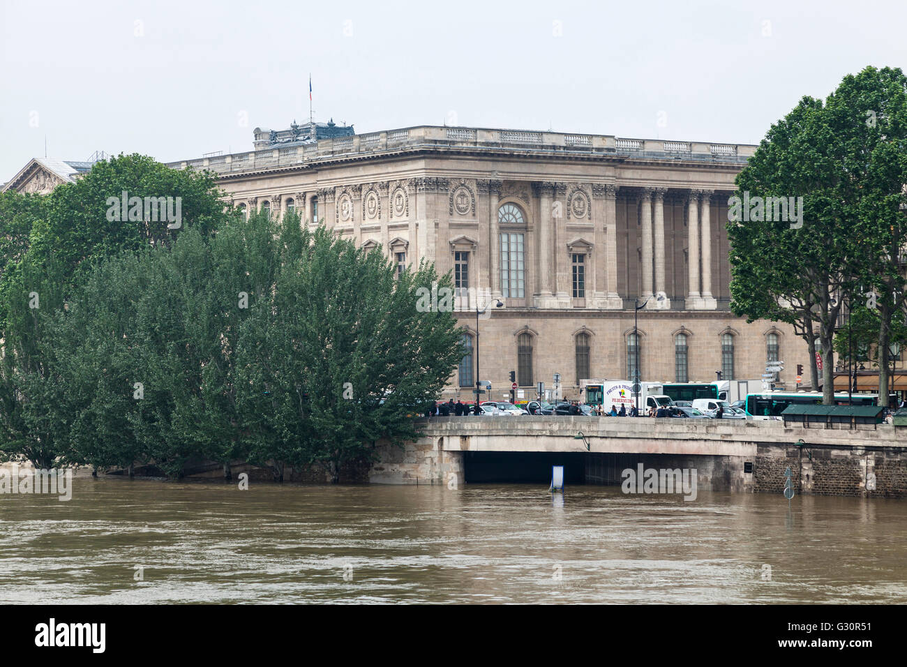 Décrease inondation, seine, Louvre, Paris, 06/06/2016 Banque D'Images