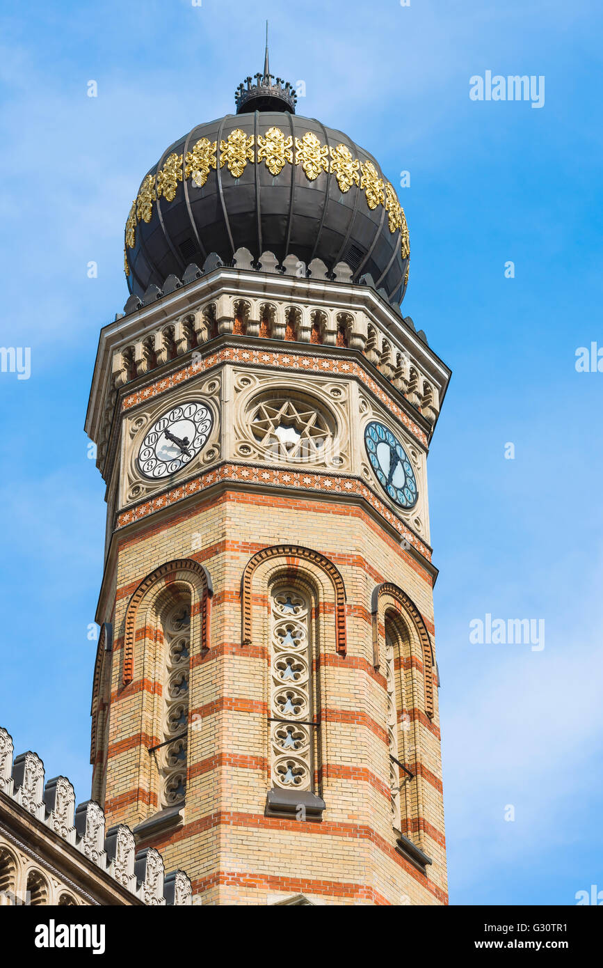 Détail de l'utca de Dohany (aussi connu comme le Grand) Synagogue dans le quartier juif de Budapest, Hongrie. Banque D'Images