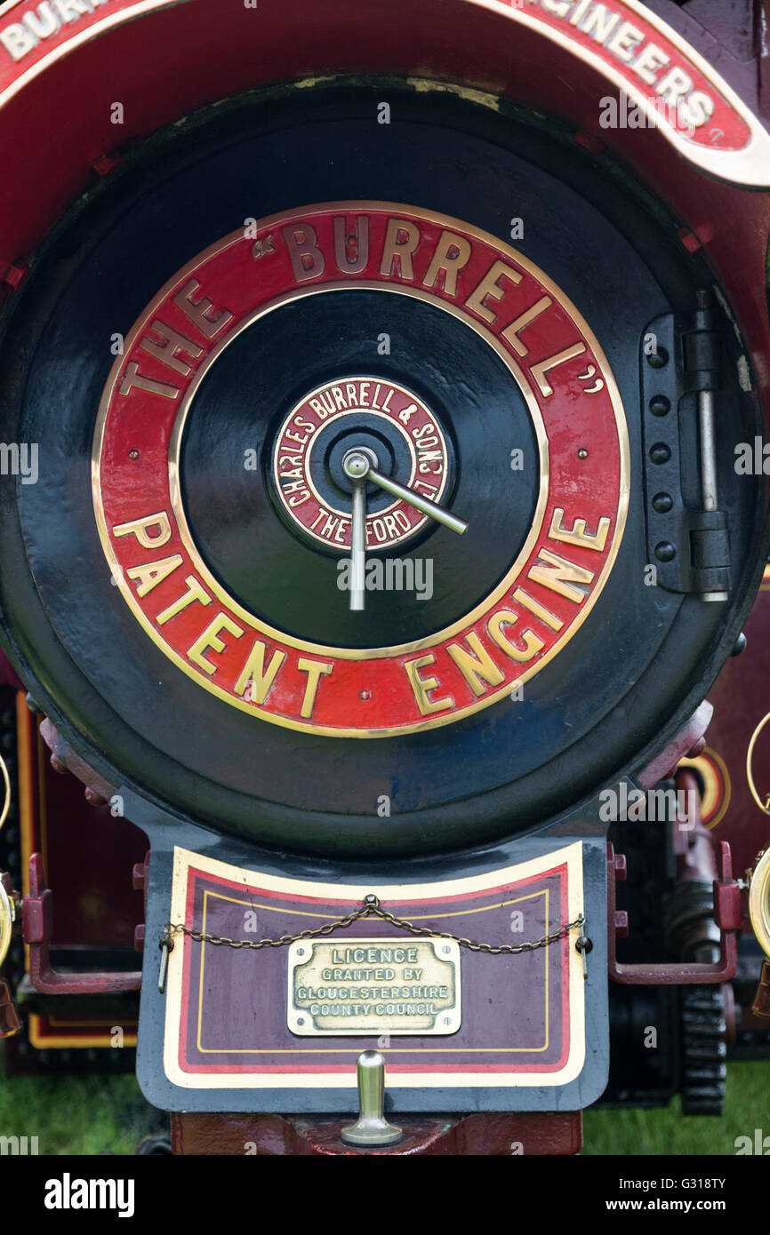 Le moteur breveté Burrell. Restauré Charles Burrell vintage classique Thetford moteur à vapeur, Somerset, Angleterre, Royaume-Uni Banque D'Images