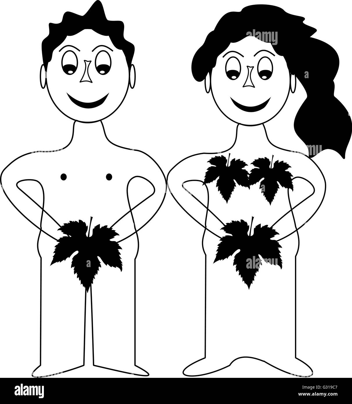 Adam et Eve dans le paradis, Adam et Eve Illustration de Vecteur