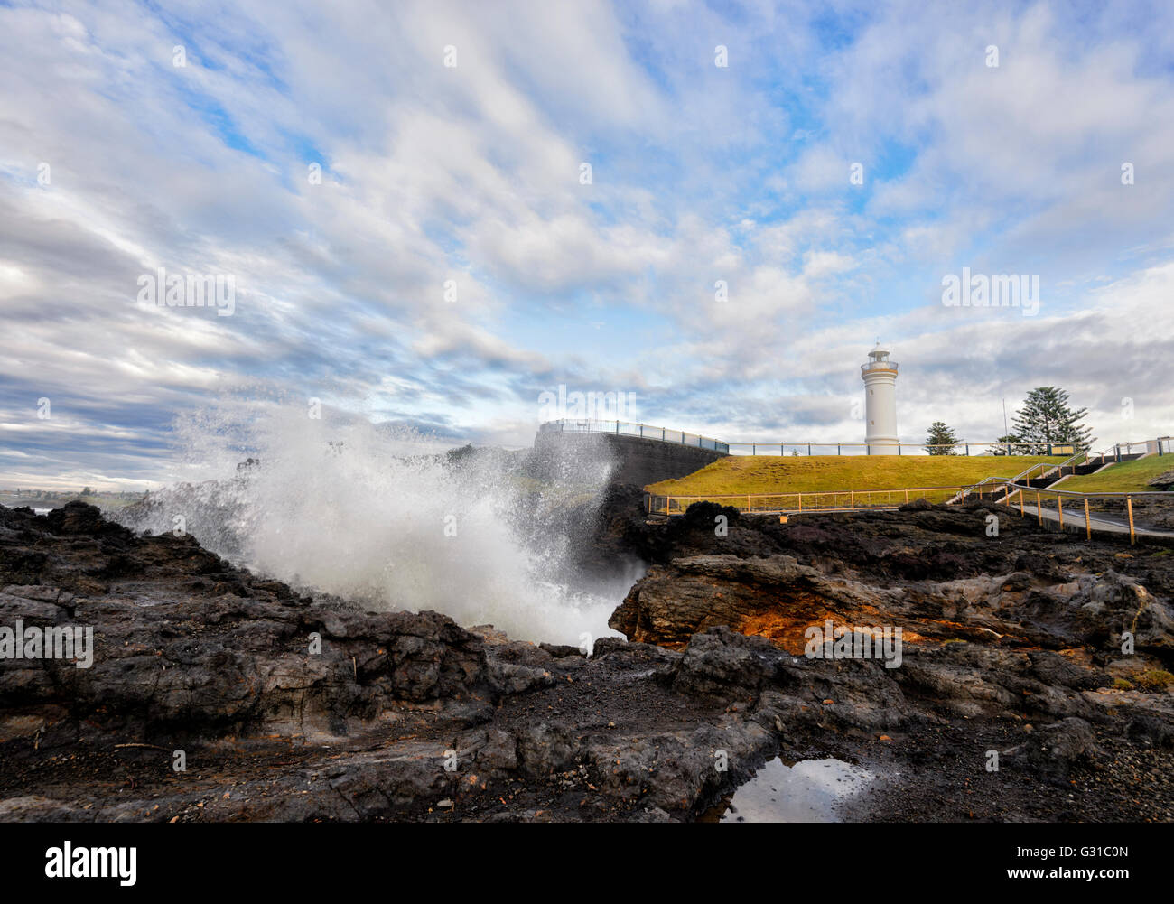 Évent Kiama et Phare, Côte d'Illawarra, New South Wales, Australie Banque D'Images