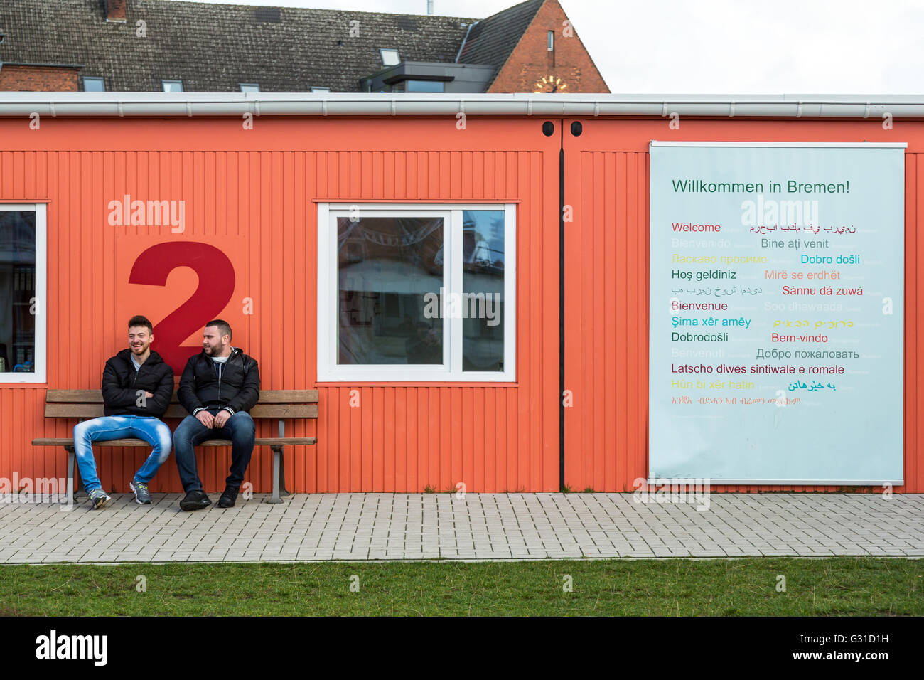 Bremen, Allemagne, les réfugiés syriens en transition dorm ?berseetor Banque D'Images