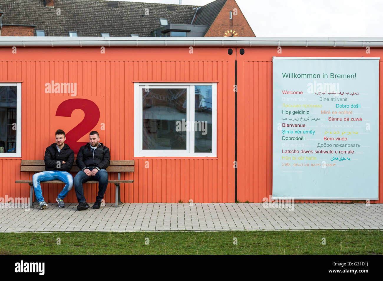 Bremen, Allemagne, les réfugiés syriens en transition dorm ?berseetor Banque D'Images