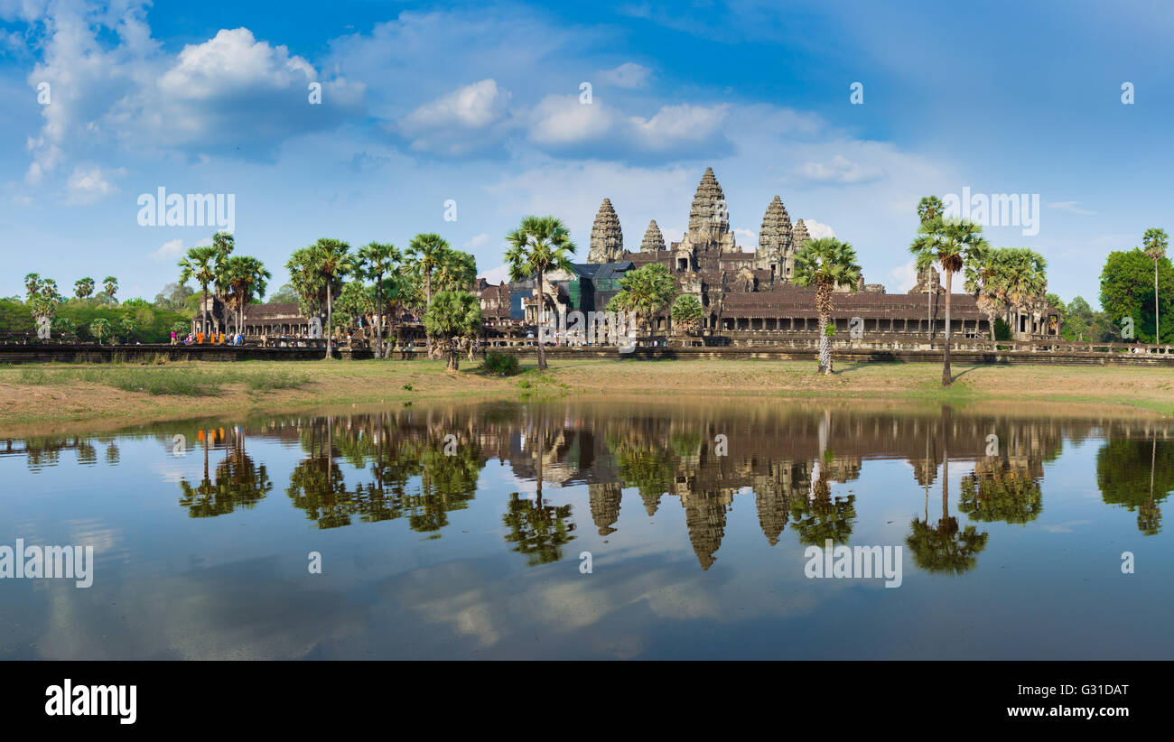 Angkor Wat journée de réflexion sur le panorama du lac Banque D'Images