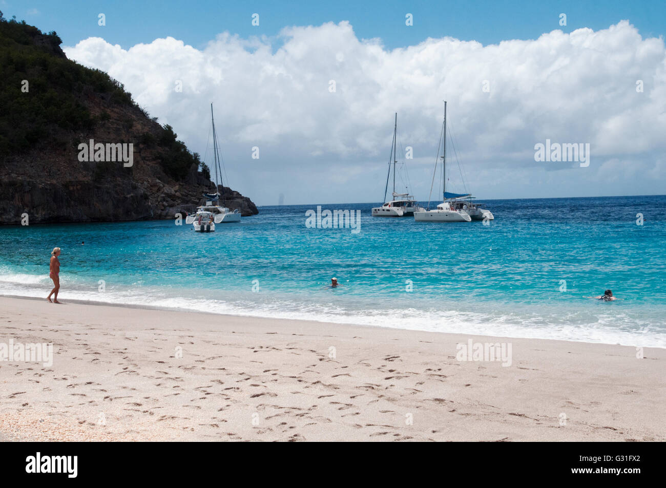 La plage de Corossol à St Barth Antilles Caraïbes Banque D'Images