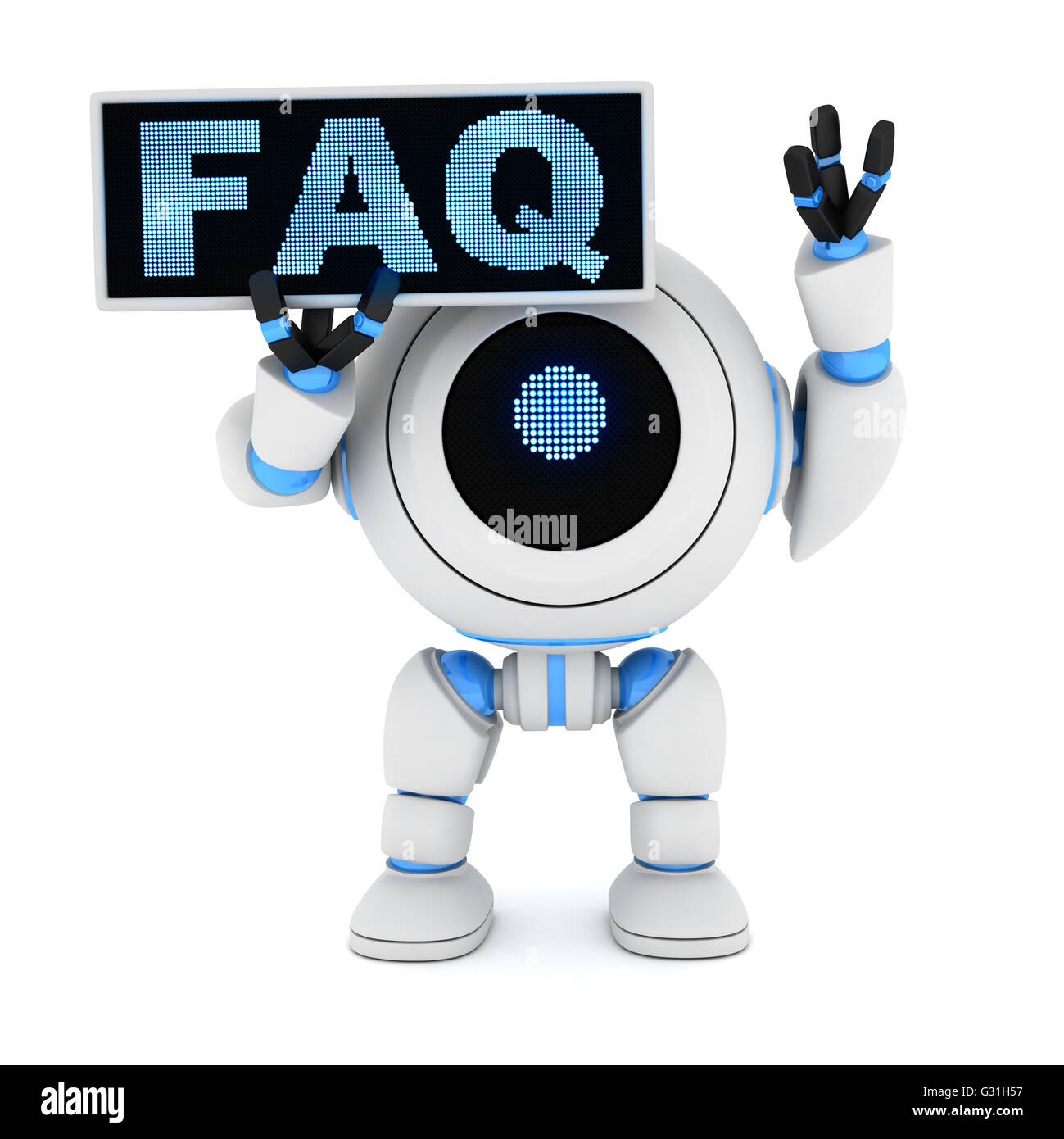 Robot et signer FAQ (fait en 3D Rendering) Banque D'Images