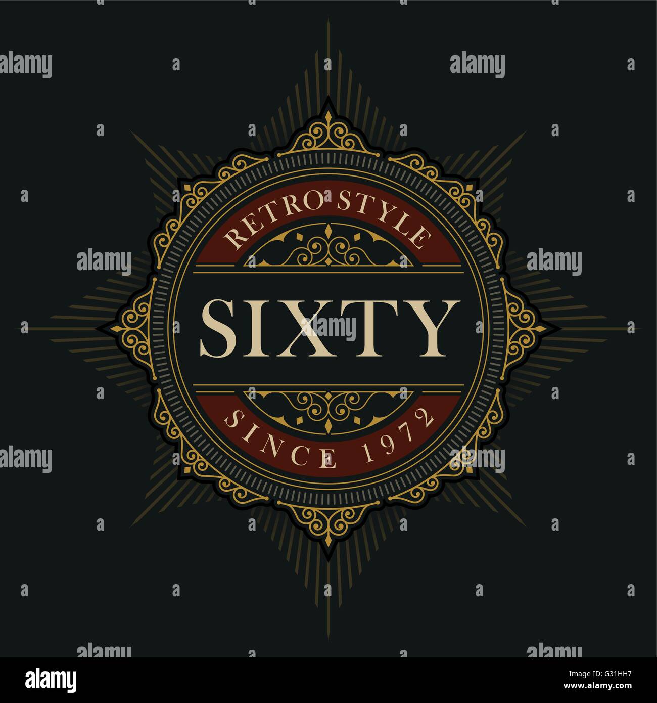 Élégant luxe vecteur ligne ornement logo design. Emblème monogramme modèle. Idéal pour restaurant, hotel, bijoux, boutique, Illustration de Vecteur