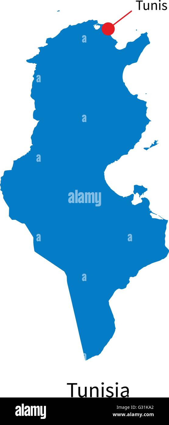 Scénario détaillé carte de la Tunisie et capitale Tunis Illustration de Vecteur