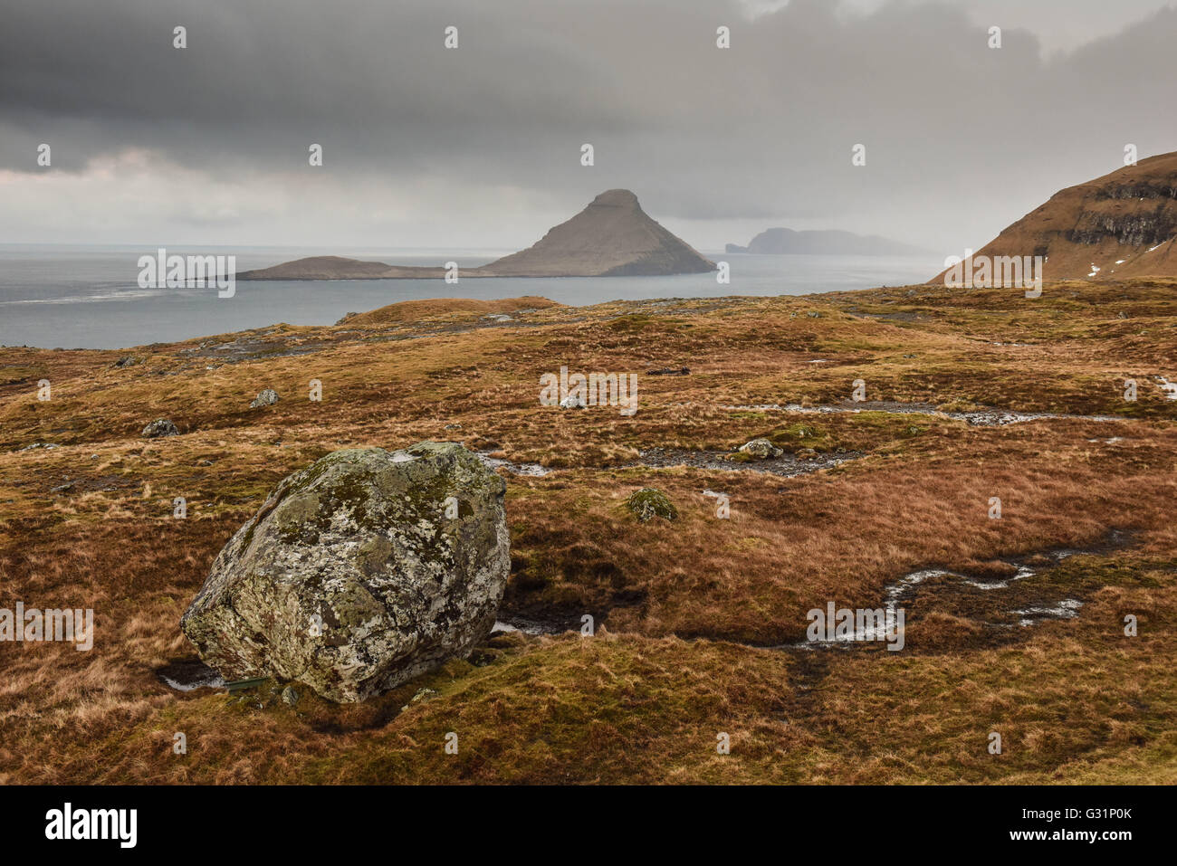 Torshavn, le Danemark, l'Kuestenlandschaft sur l'île Streymoy Banque D'Images