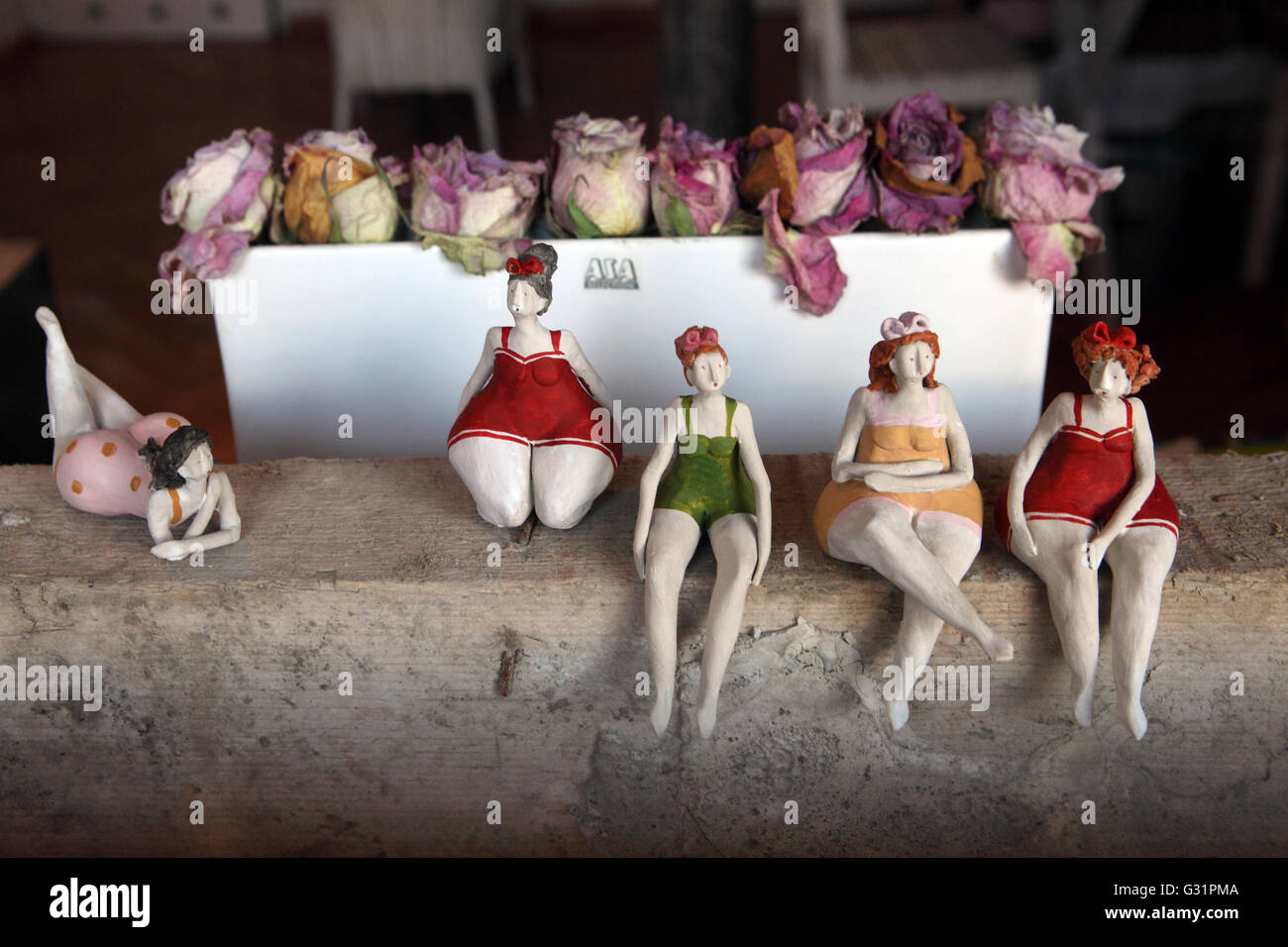 Zuerich, Suisse, chubby personnages féminins dans une vitrine Banque D'Images