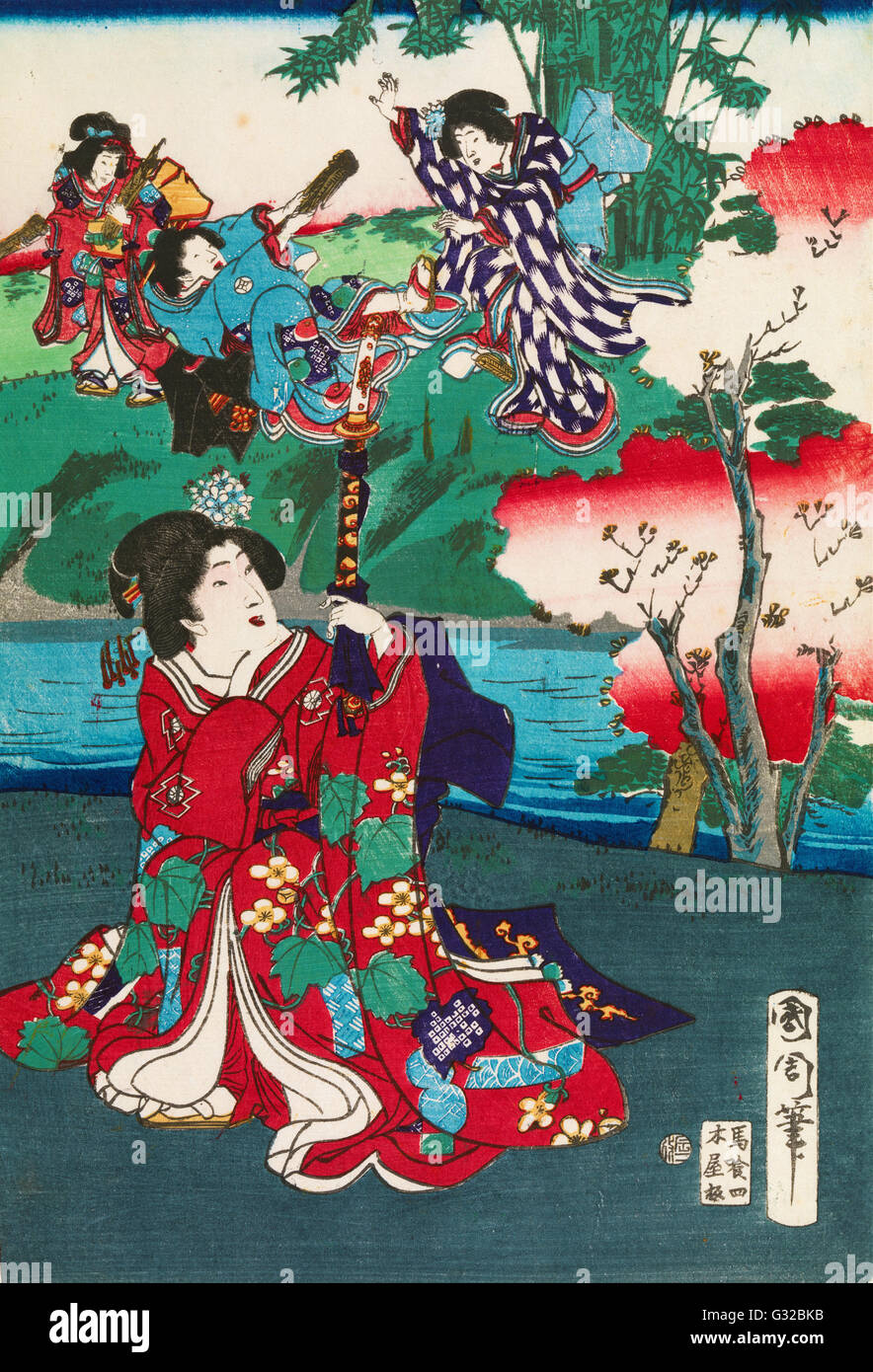 Toyohara Kunichika - Le Dit du Genji - Museum Victoria, Australie Carlton Banque D'Images